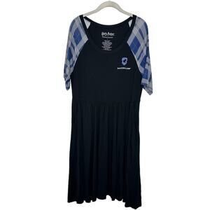 Harry Potter Torrid Black Blue Short Sleeve Flared Ravenclaw Dress Size 1X